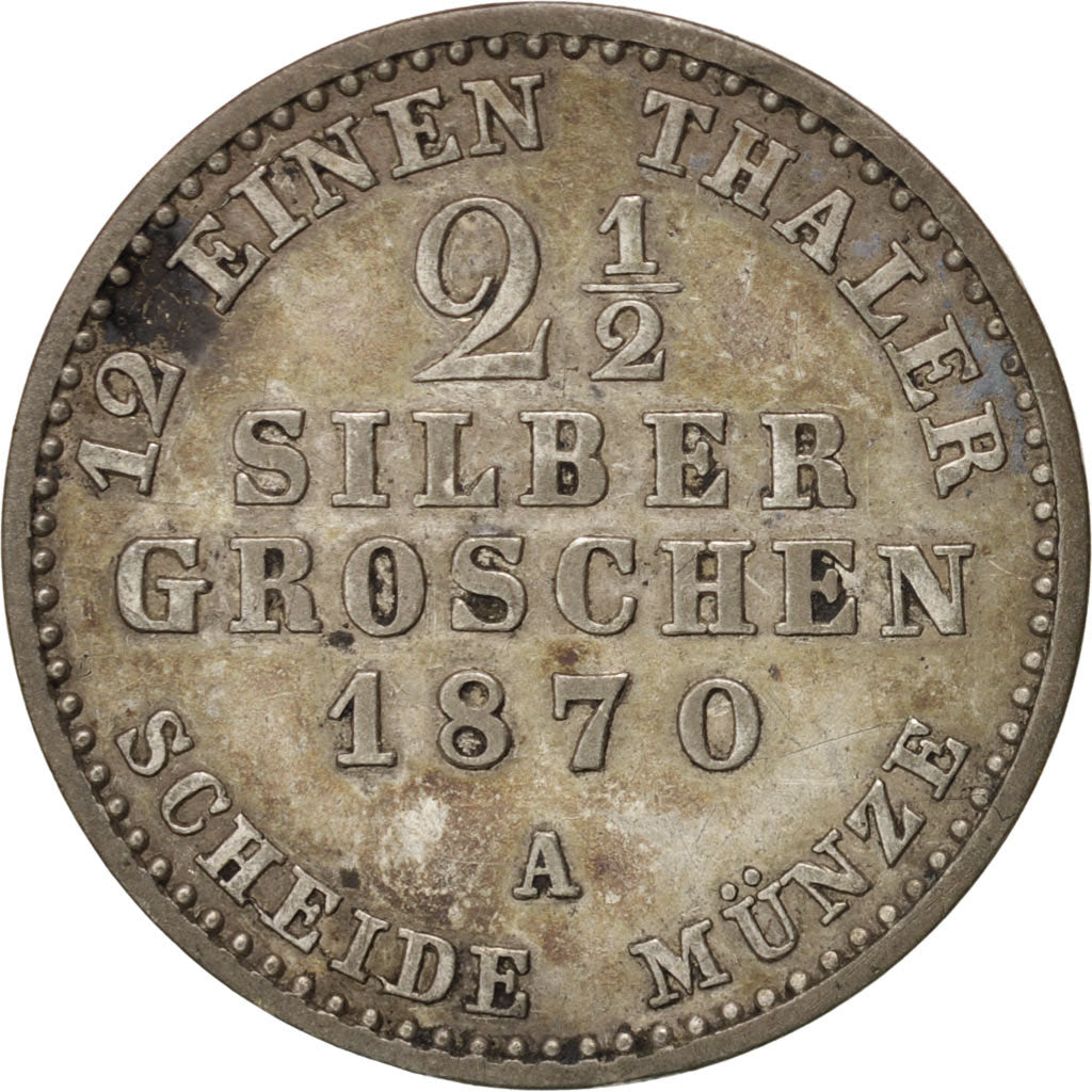 Allemagne, Prusse, Wilhelm I, 2 1/2 Silber Groschen 1870 A (Berlin), KM 486