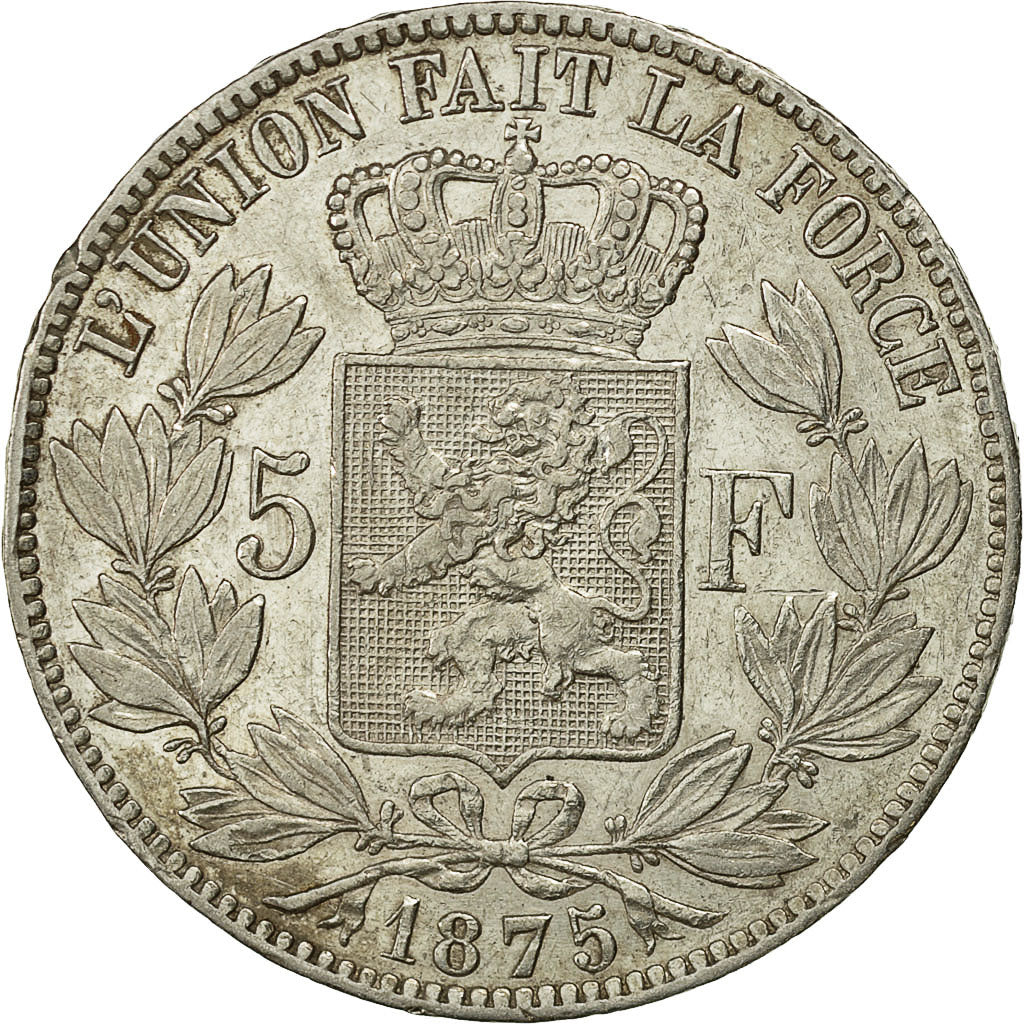 Münze, Belgien, Leopold II, 5 Francs, 5 Frank, 1875, SS+, Silber, KM:24