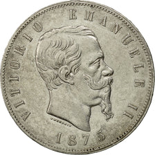Coin, Italy, Vittorio Emanuele II, 5 Lire, 1875, Milan, EF(40-45), Silver