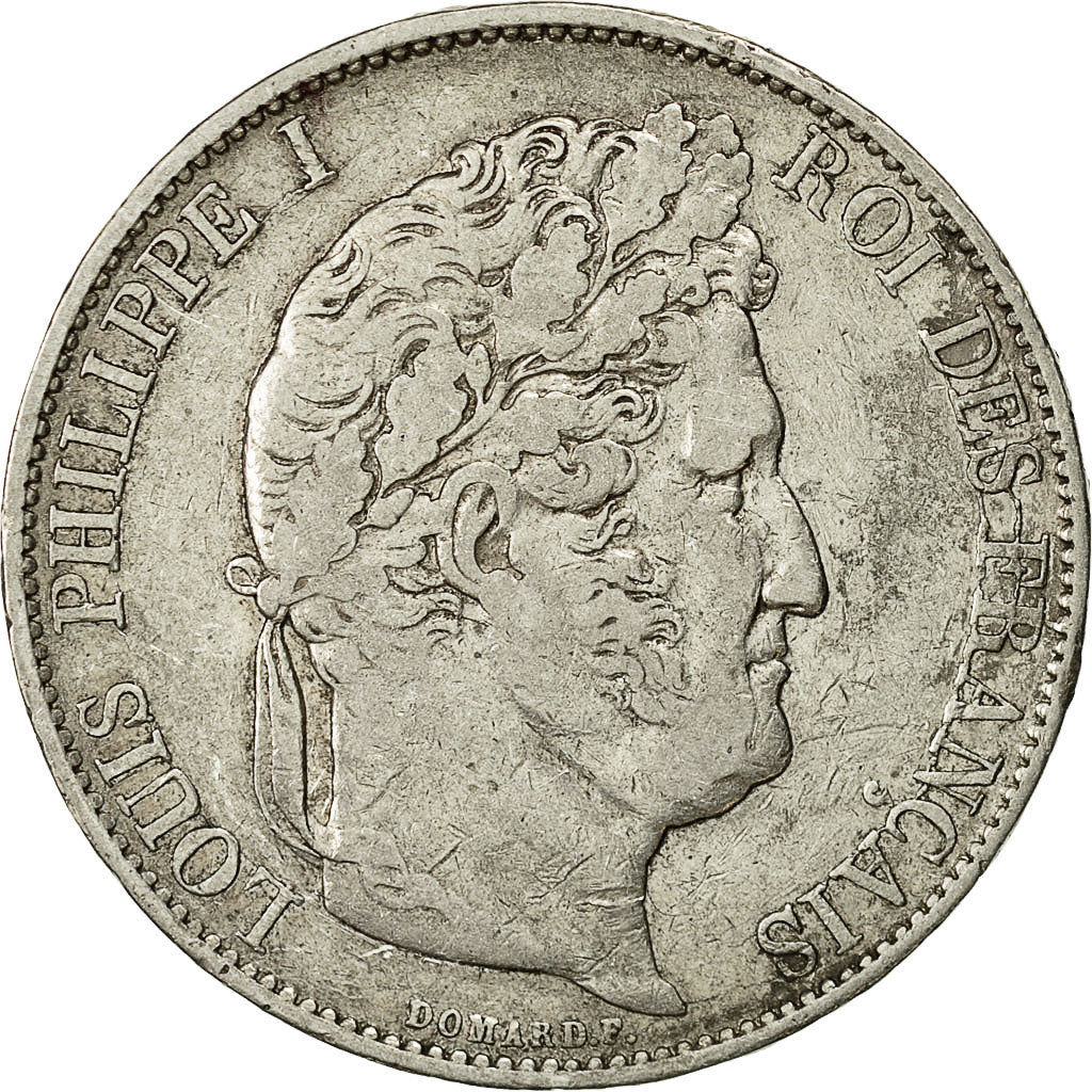 Monnaie, France, Louis-Philippe, 5 Francs, 1844, Strasbourg, TB+, Argent