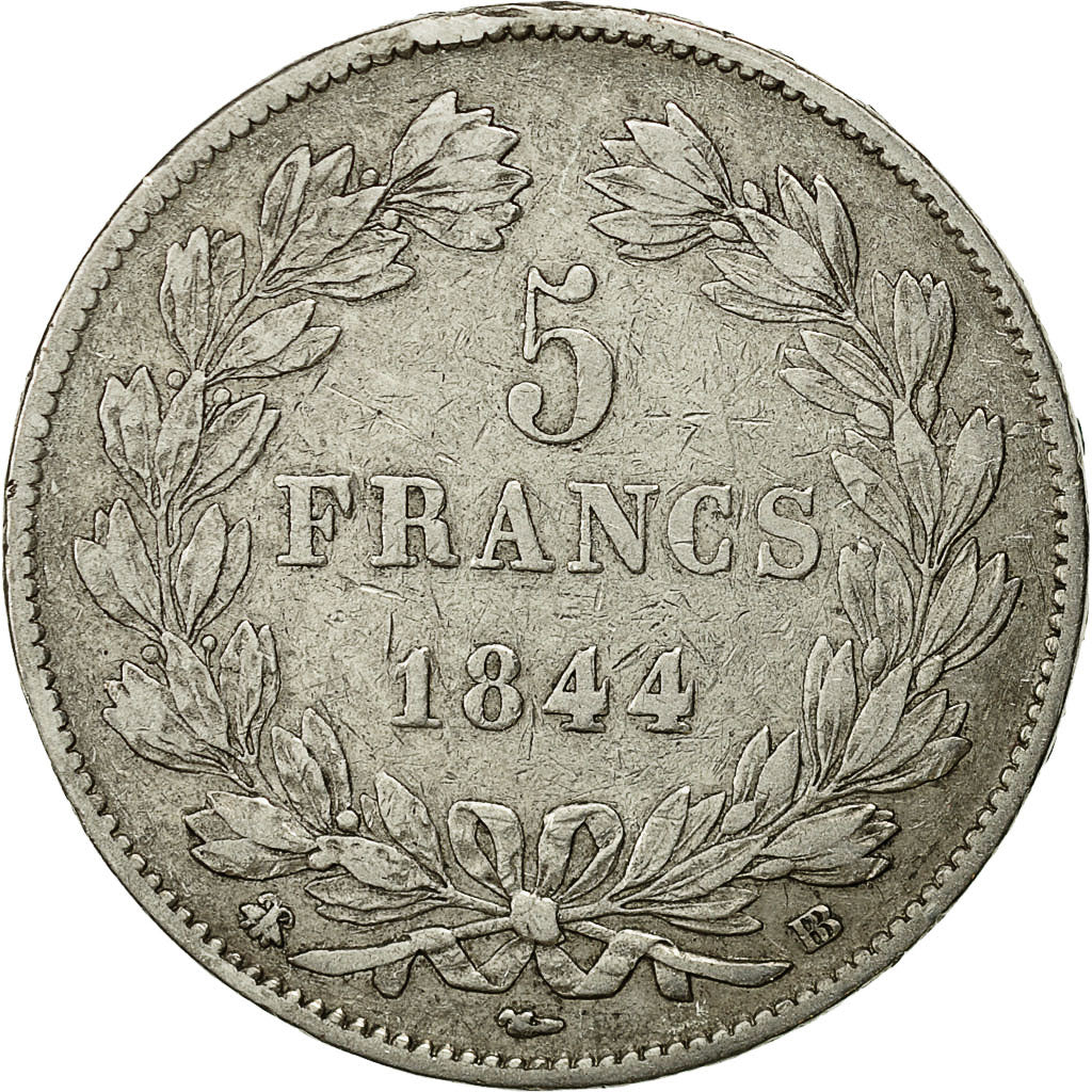 Monnaie, France, Louis-Philippe, 5 Francs, 1844, Strasbourg, TB+, Argent