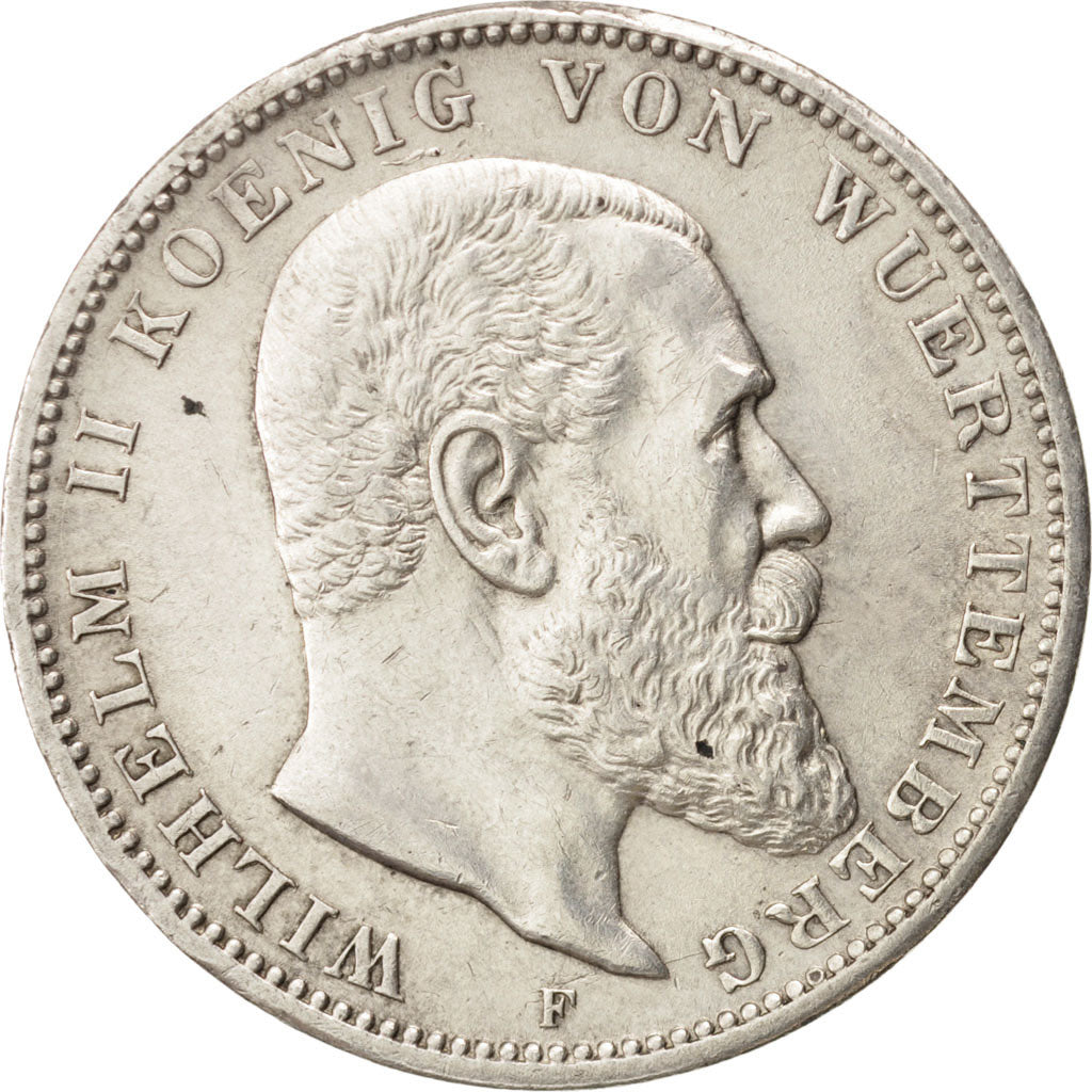 Coin, German States, WURTTEMBERG, Wilhelm II, 3 Mark, 1912, Freudenstadt
