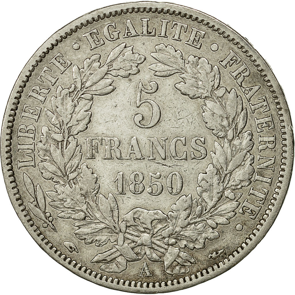 Coin, France, Cérès, 5 Francs, 1850, Paris, EF(40-45), Silver, KM:761.1