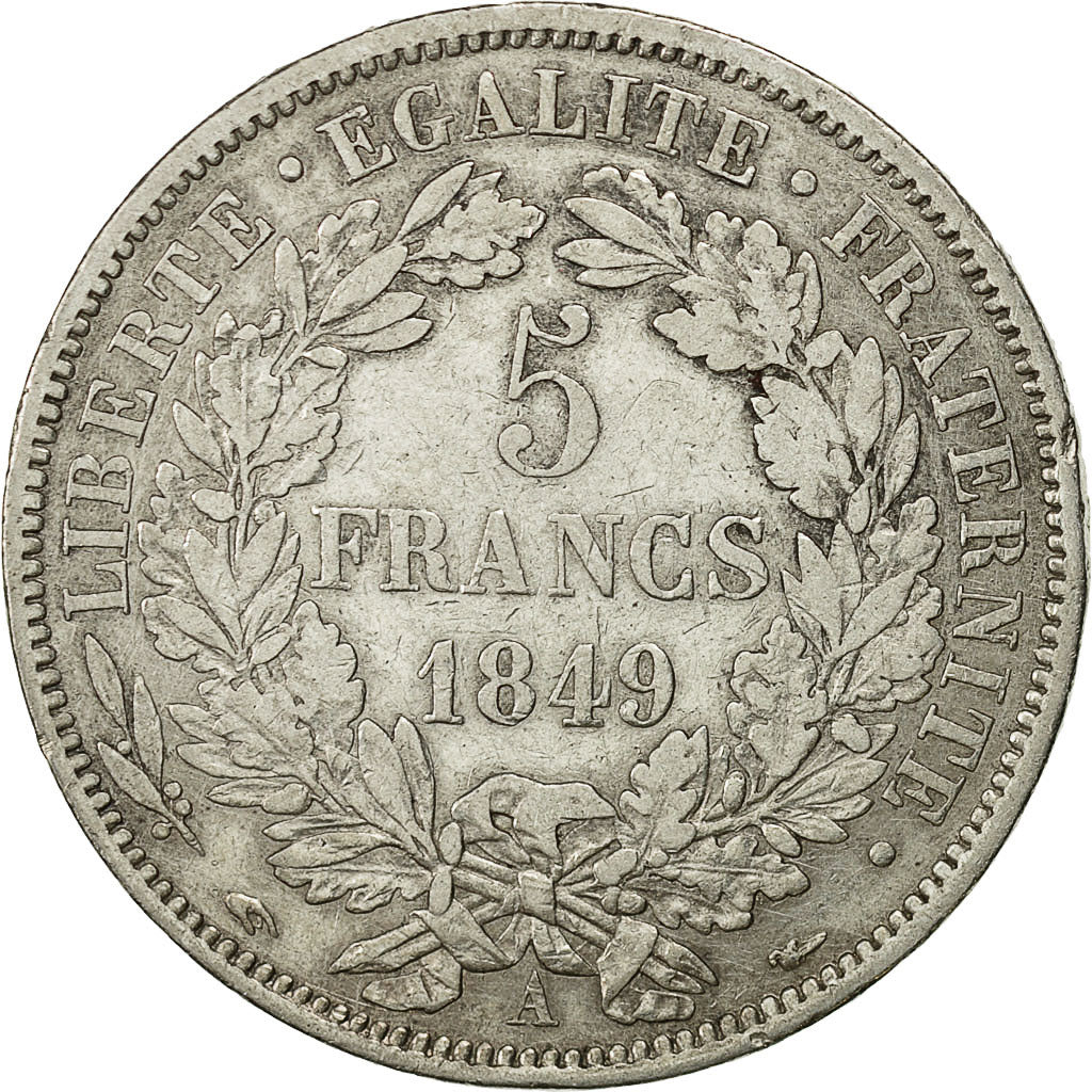 Coin, France, Cérès, 5 Francs, 1849, Paris, EF(40-45), Silver, KM:761.1