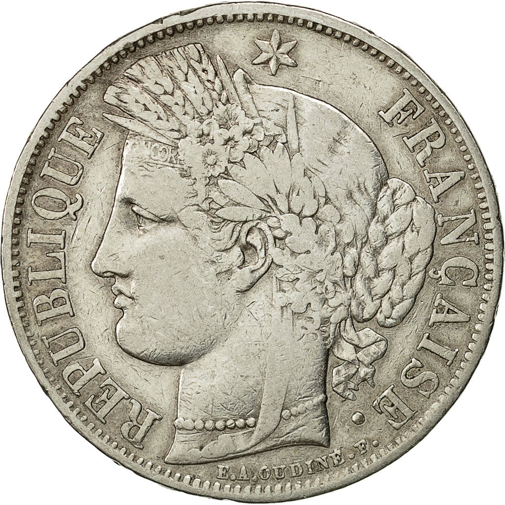 Coin, France, Cérès, 5 Francs, 1849, Strasbourg, VF(20-25), Silver, KM:761.2