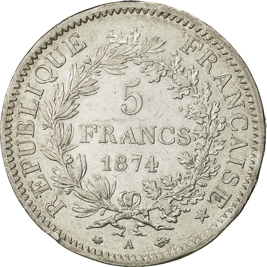 Coin, France, Hercule, 5 Francs, 1874, Paris, AU(50-53), Silver, KM:820.1