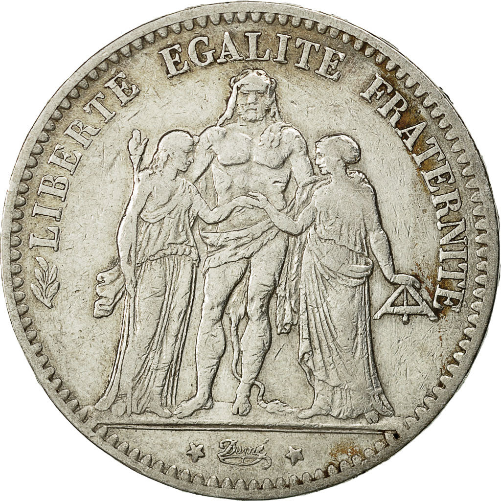 Coin, France, Hercule, 5 Francs, 1875, Bordeaux, EF(40-45), Silver, KM:820.2