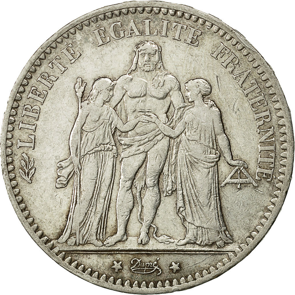 Moneta, Francia, Hercule, 5 Francs, 1875, Paris, BB, Argento, KM:820.1