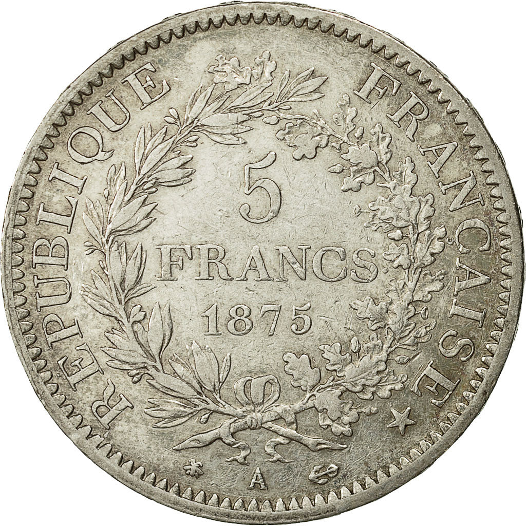 Moneta, Francia, Hercule, 5 Francs, 1875, Paris, BB, Argento, KM:820.1