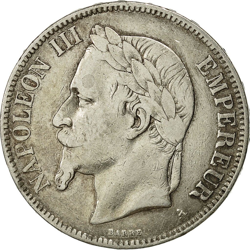 Moneta, Francia, Napoleon III, Napoléon III, 5 Francs, 1870, Paris, MB+