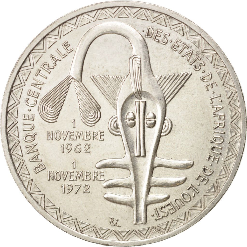 WEST AFRICAN STATES, 500 Francs, 1972, KM #7, AU(55-58), Silver, 37, 25.00