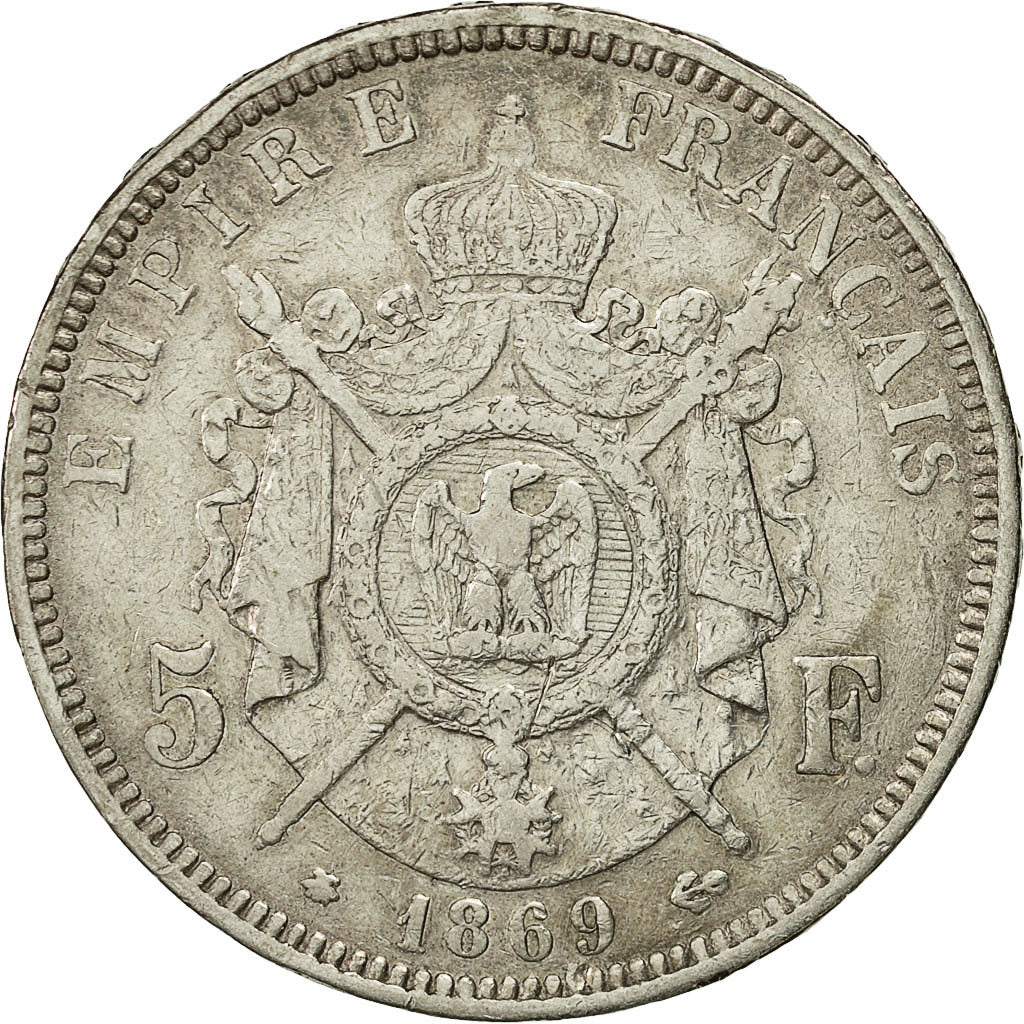 Monnaie, France, Napoleon III, Napoléon III, 5 Francs, 1869, Paris, TB+