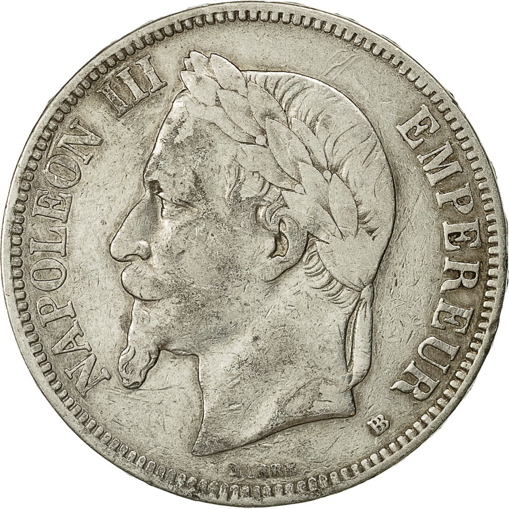 Coin, France, Napoléon III, 5 Francs, 1870, Strasbourg, VF(30-35), Silver