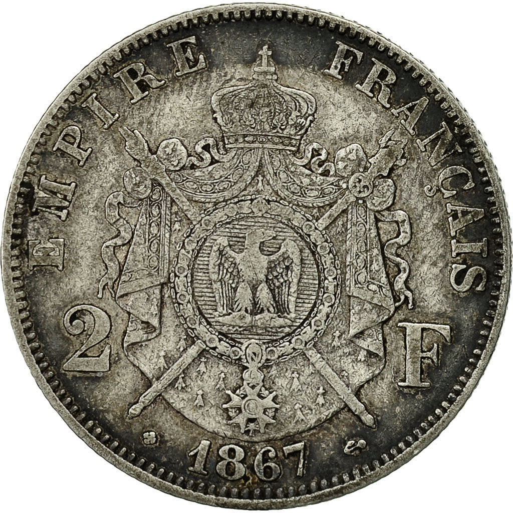 Coin, France, Napoleon III, Napoléon III, 2 Francs, 1867, Strasbourg