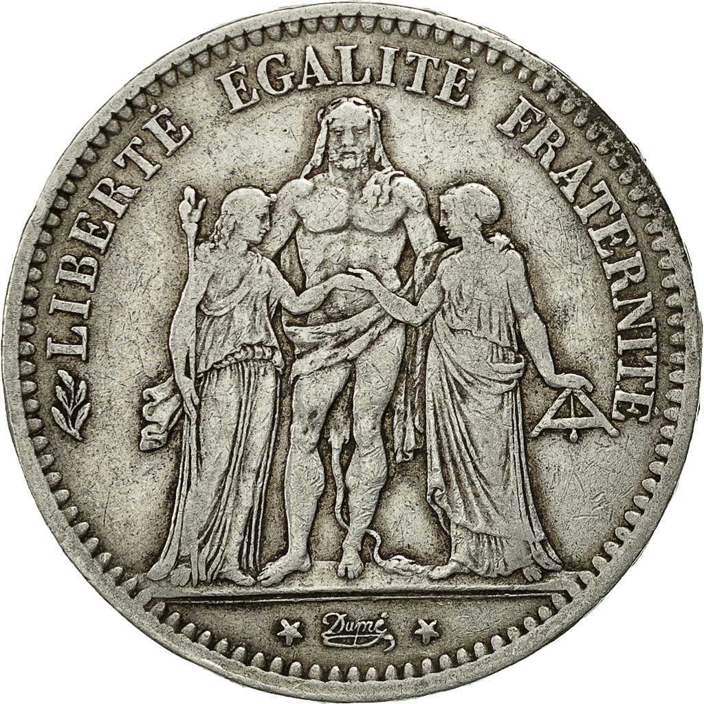 Coin, France, Hercule, 5 Francs, 1878, Bordeaux, EF(40-45), Silver, KM:820.2