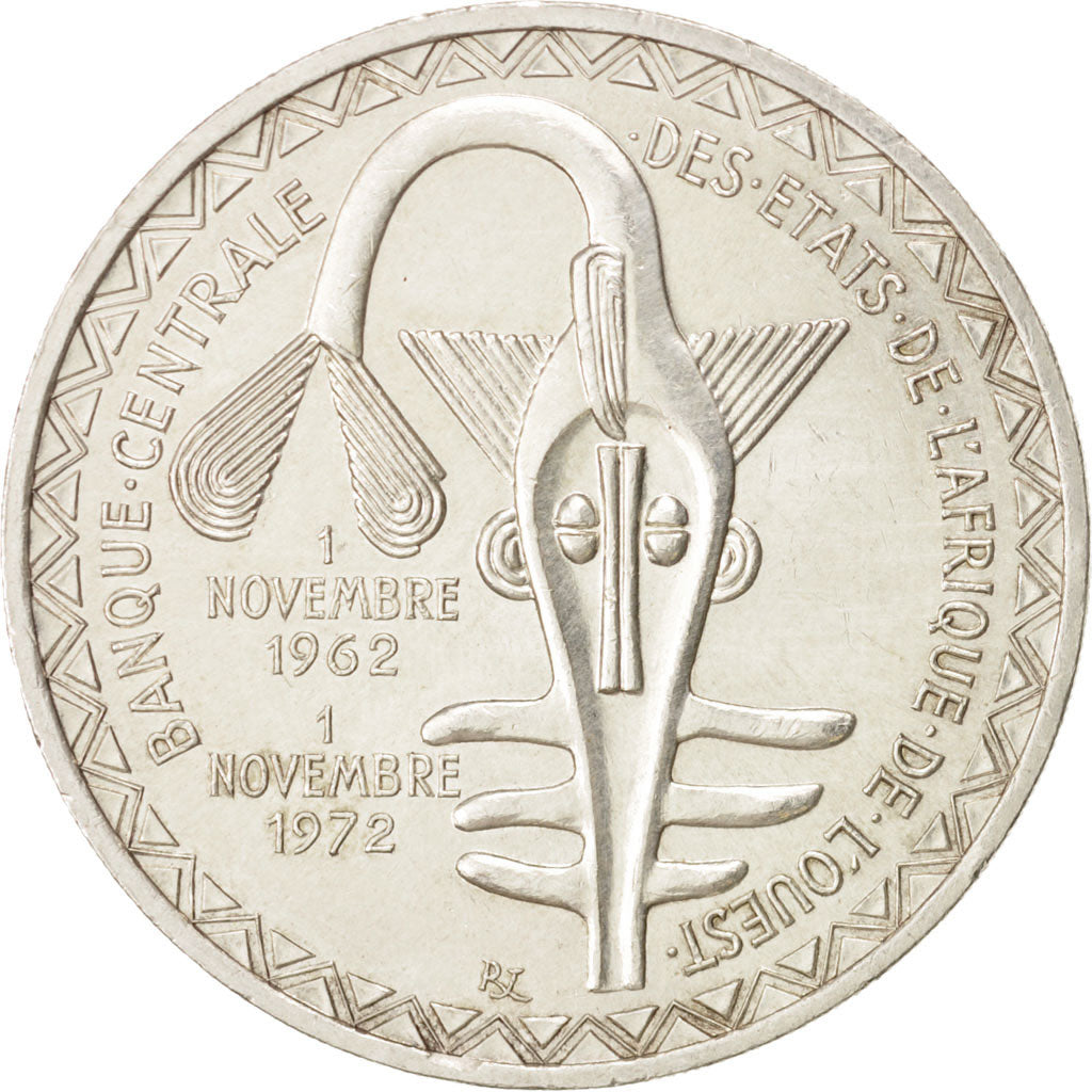WEST AFRICAN STATES, 500 Francs, 1972, KM #7, AU(55-58), Silver, 37, 25.06