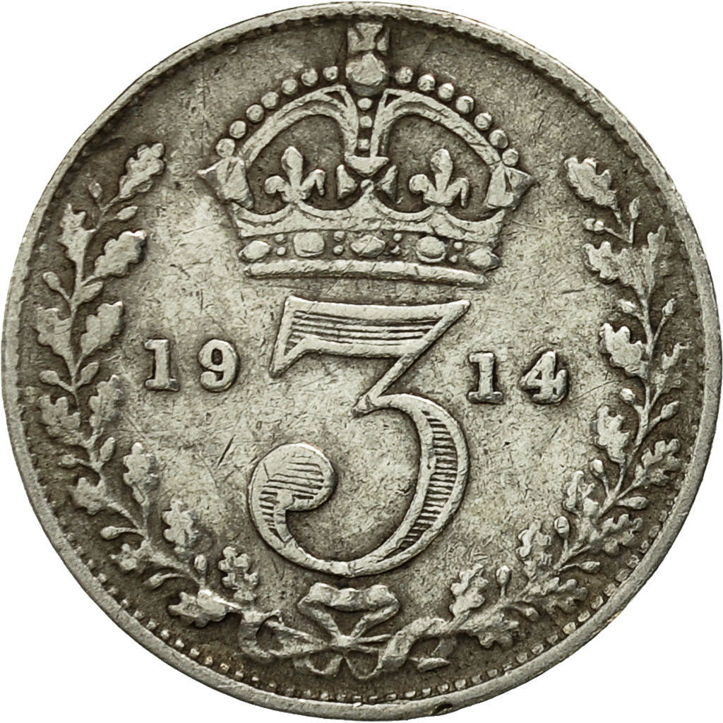 Coin, Great Britain, George V, 3 Pence, 1914, VF(20-25), Silver, KM:813
