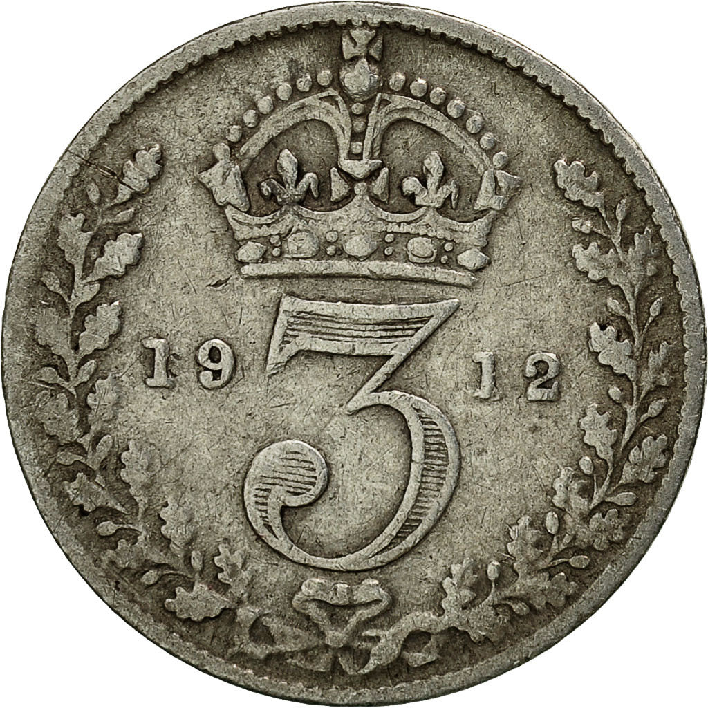 Coin, Great Britain, George V, 3 Pence, 1912, VF(20-25), Silver, KM:813