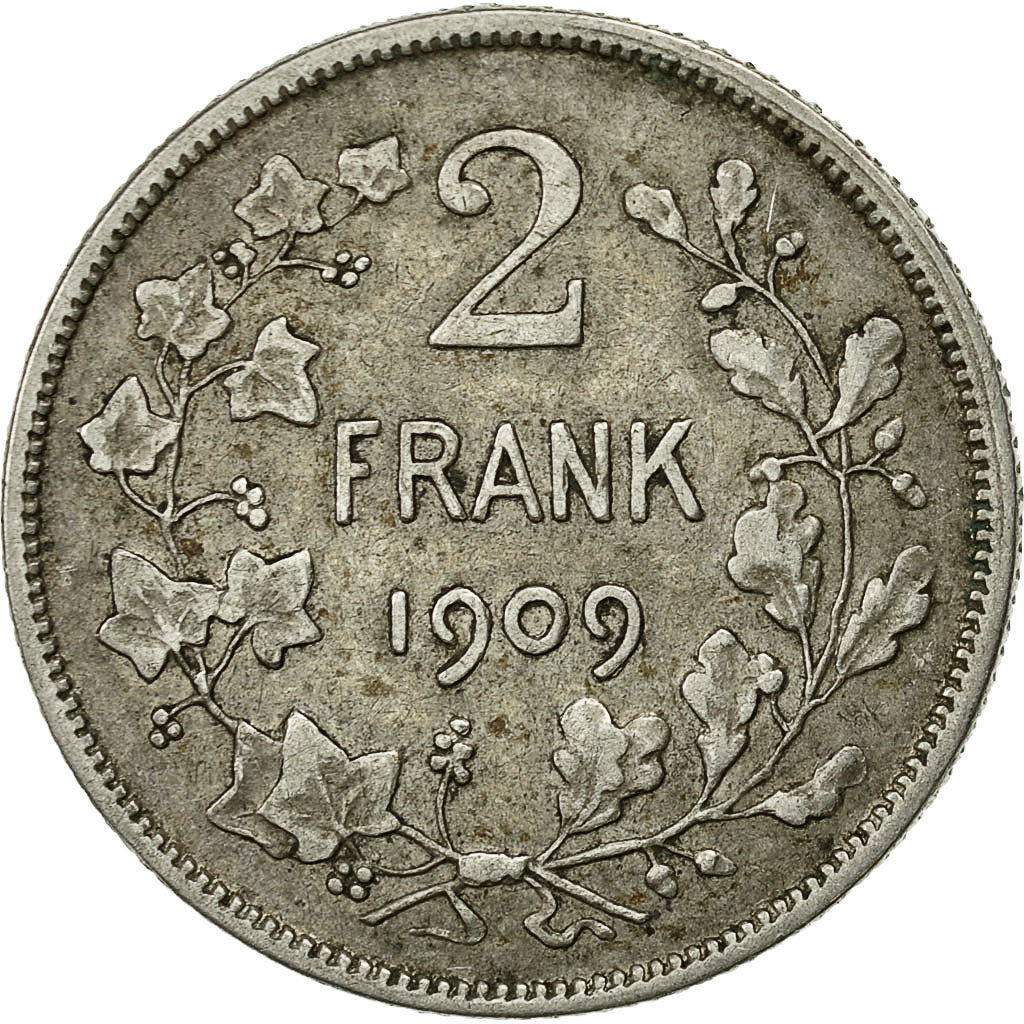 Coin, Belgium, 2 Francs, 2 Frank, 1909, VF(20-25), Silver, KM:59