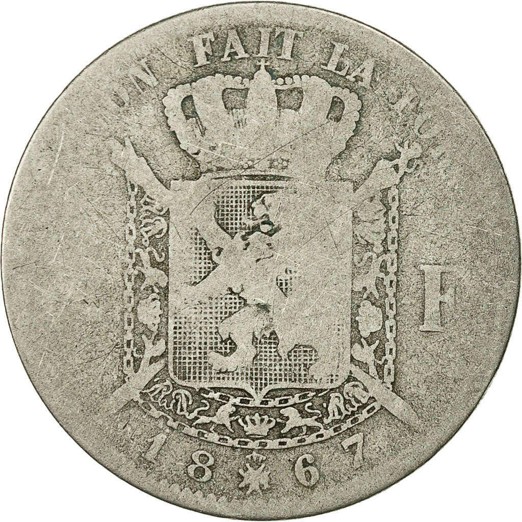 Moneta, Belgio, Leopold II, 2 Francs, 2 Frank, 1867, B, Argento, KM:30.1