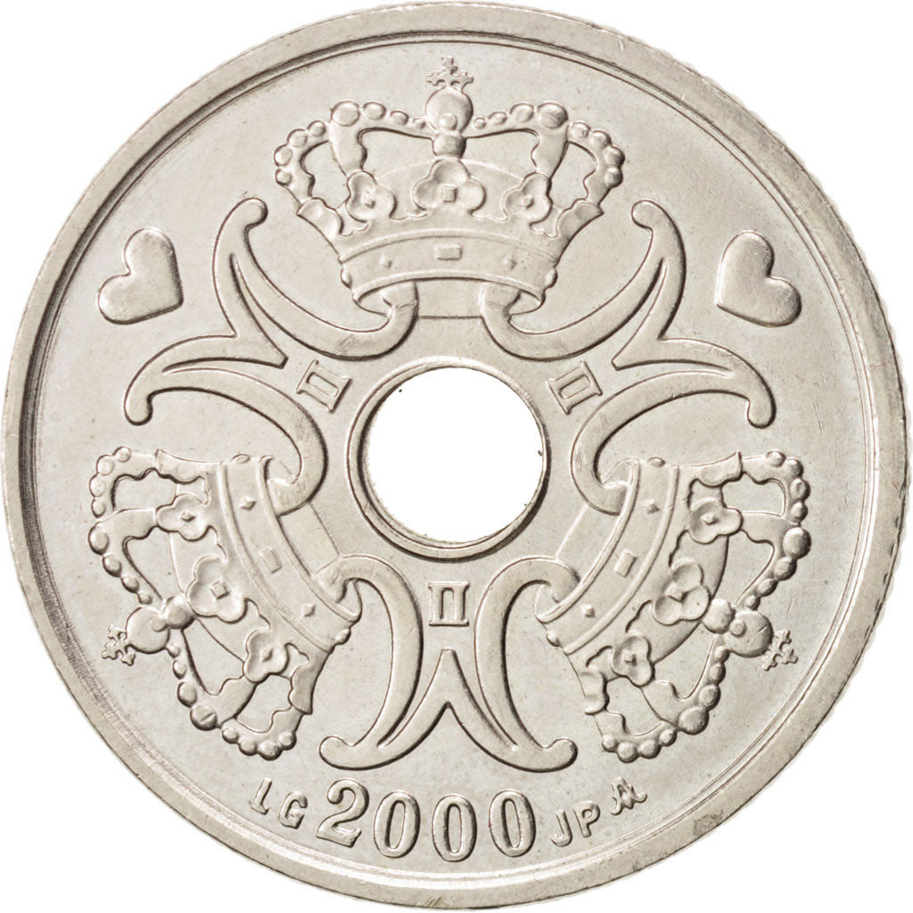 DENMARK, 5 Kroner, 2000, Copenhagen, KM #869.1, MS(63), Copper-Nickel, 28.5,...