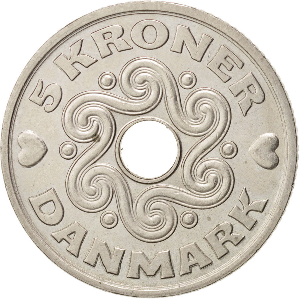 DENMARK, 5 Kroner, 2000, Copenhagen, KM #869.1, MS(63), Copper-Nickel, 28.5,...