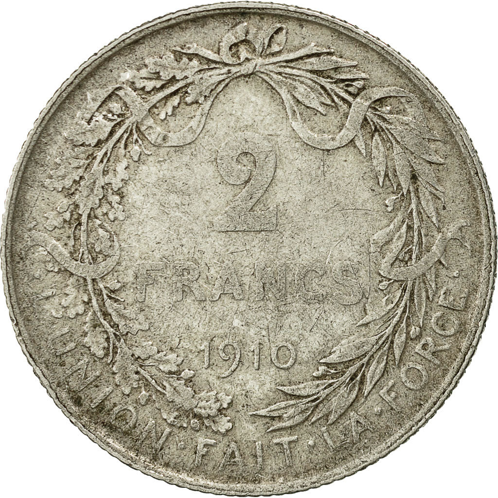 Coin, Belgium, 2 Francs, 2 Frank, 1910, F(12-15), Silver, KM:74
