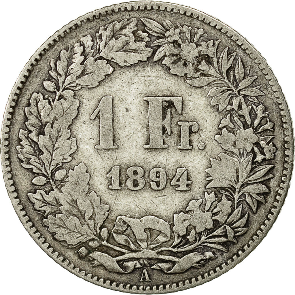 Coin, Switzerland, Franc, 1894, Paris, F(12-15), Silver, KM:24