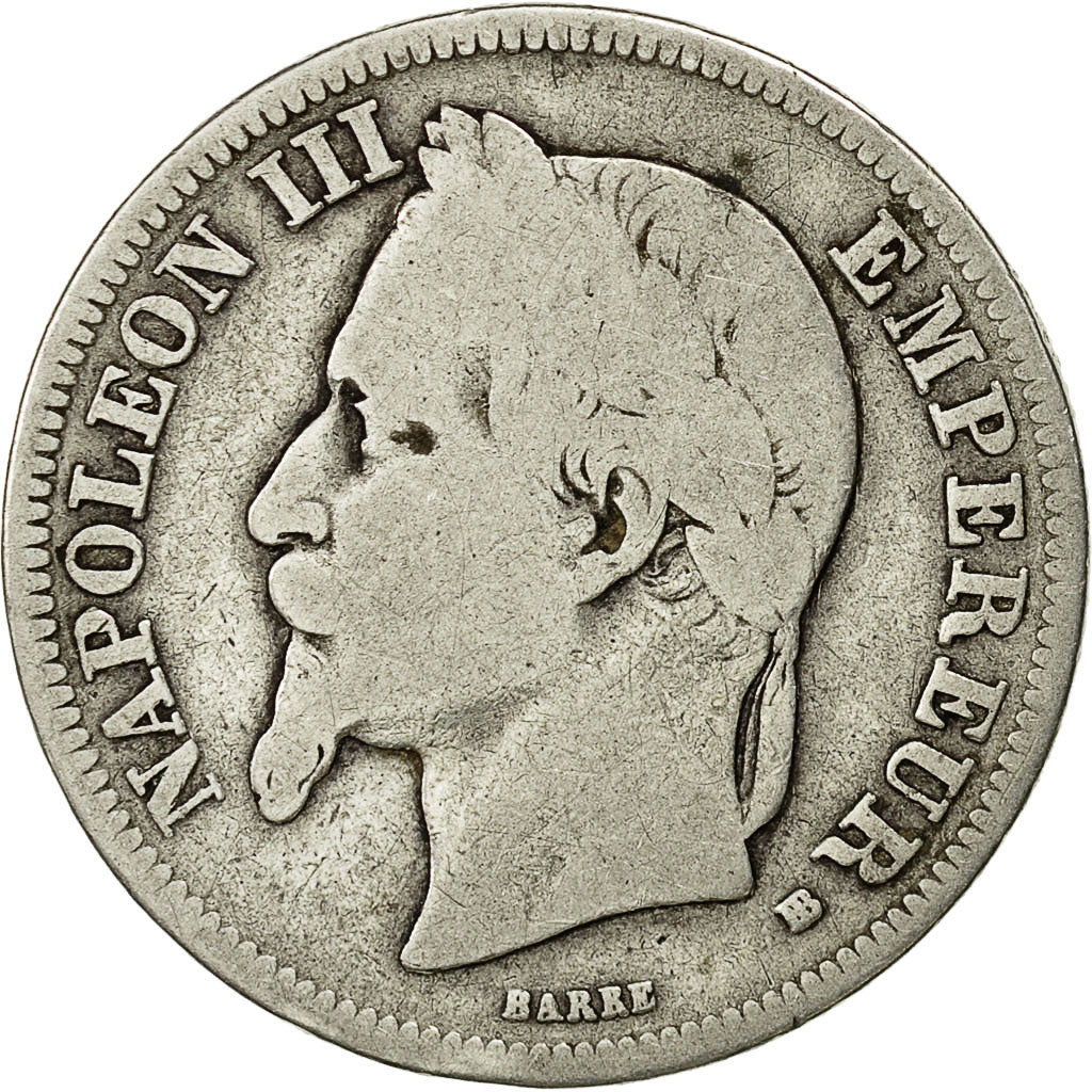 Monnaie, France, Napoleon III, Napoléon III, 2 Francs, 1866, Strasbourg, B+