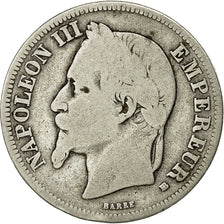 Monnaie, France, Napoleon III, Napoléon III, 2 Francs, 1866, Strasbourg, B+