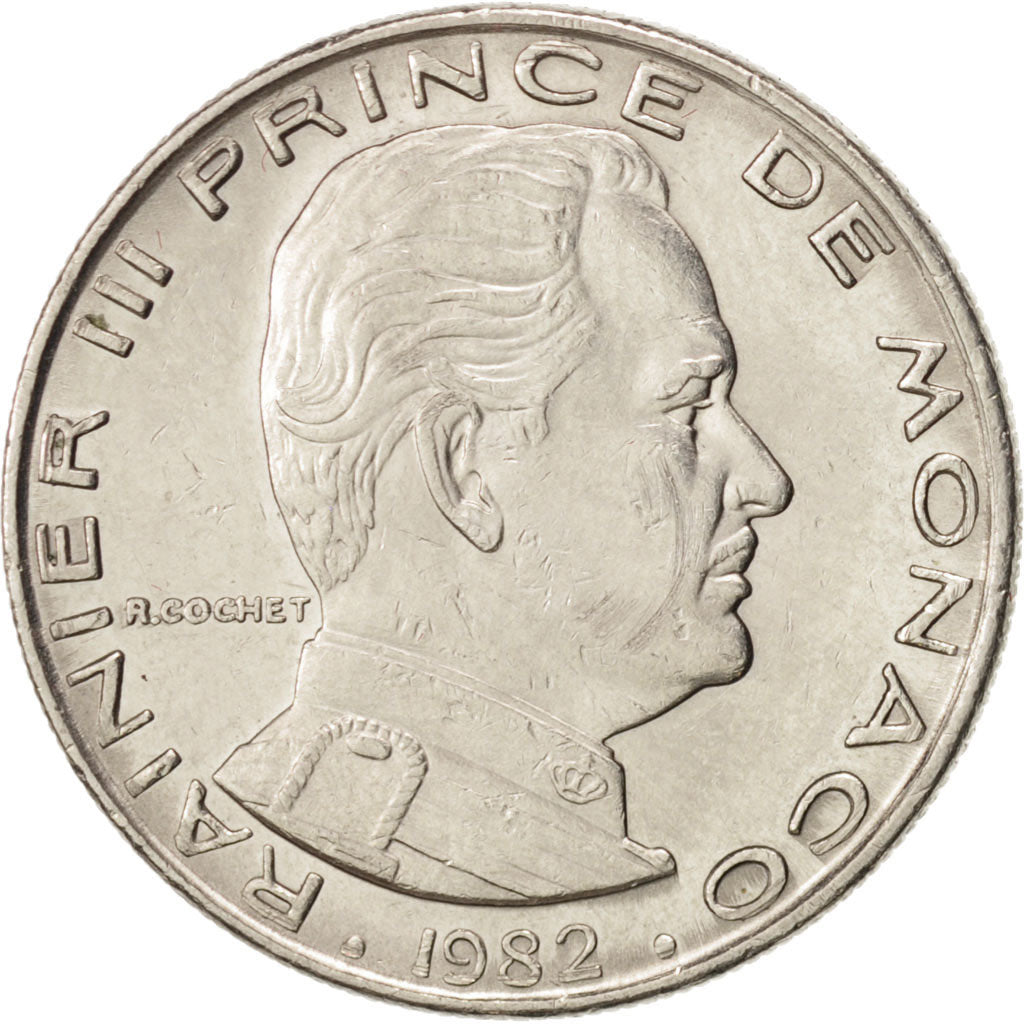 MONACO, Franc, 1982, KM #140, MS(60-62), Nickel, 24, Gadoury #150, 5.98