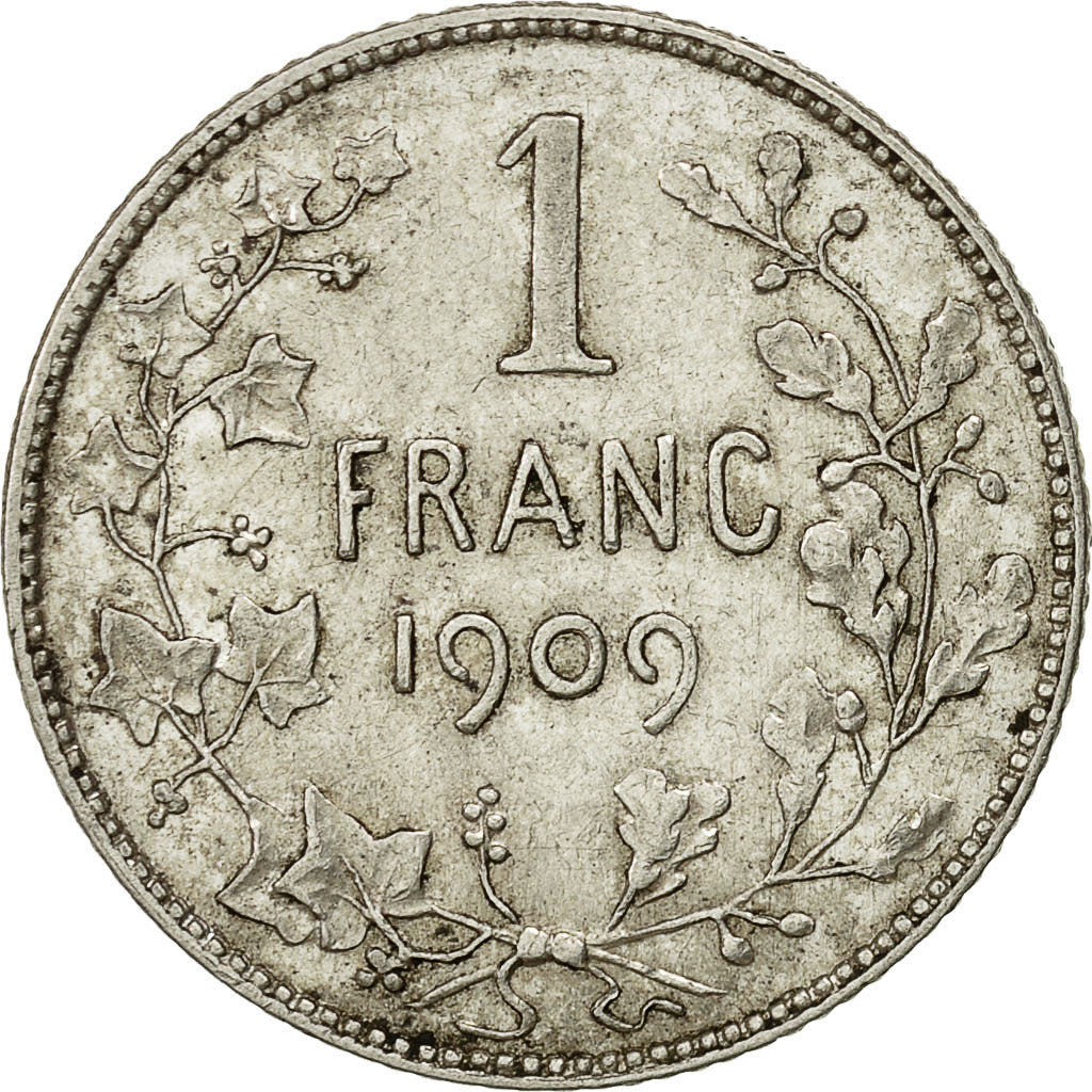 Coin, Belgium, Franc, 1909, EF(40-45), Silver, KM:56.2