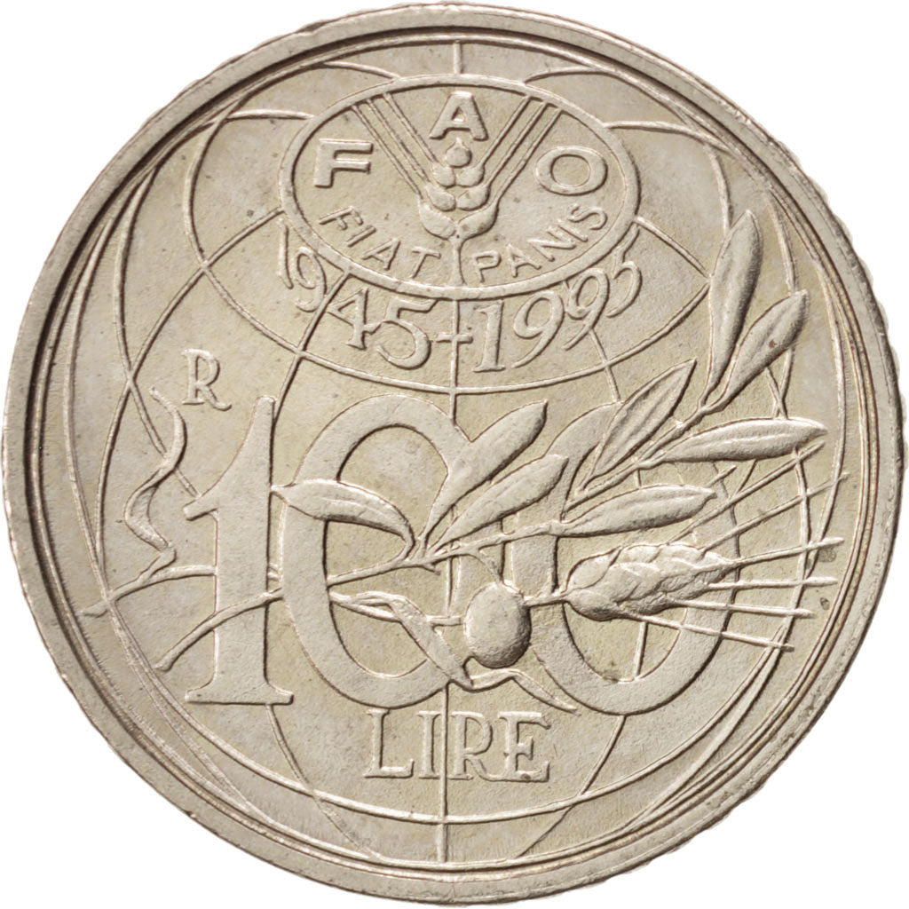 ITALY, 100 Lire, 1995, Rome, KM #180, AU(55-58), Copper-Nickel, 22, 4.58