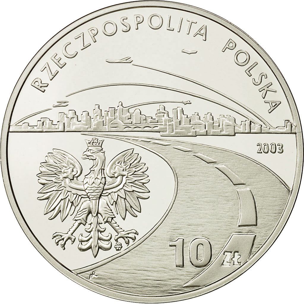 Coin, Poland, 10 Zlotych, 2003, Warsaw, MS(65-70), Silver, KM:469