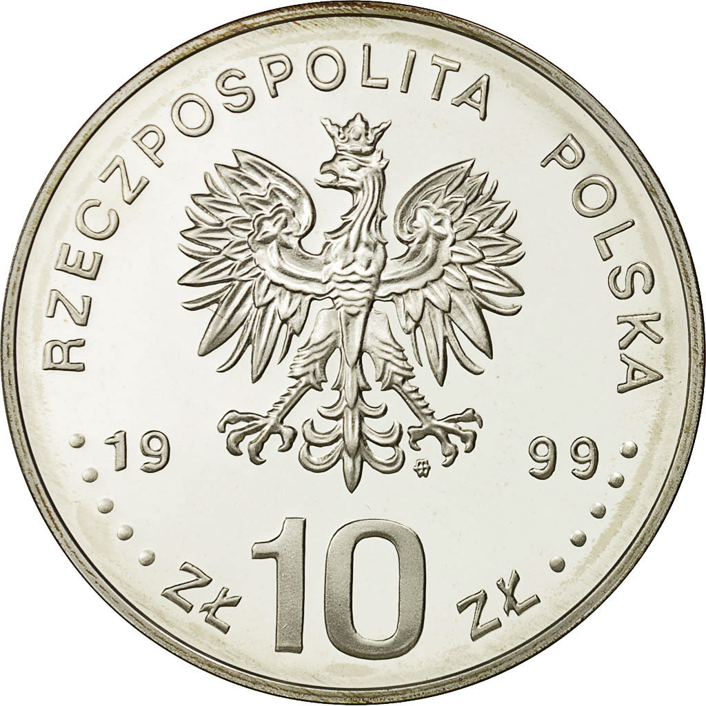 Moneda, Polonia, 10 Zlotych, 1999, Warsaw, FDC, Plata, KM:362
