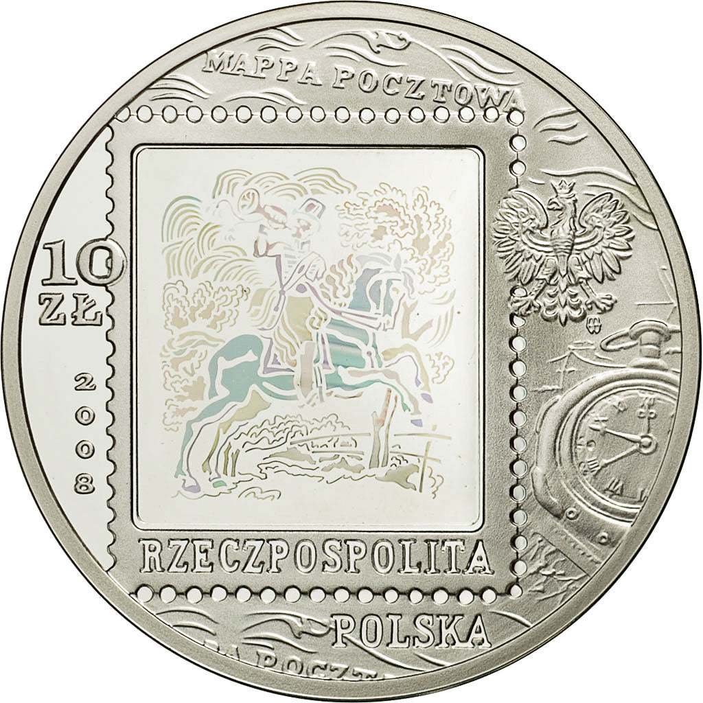 Coin, Poland, 10 Zlotych, 2008, Warsaw, MS(65-70), Silver, KM:655