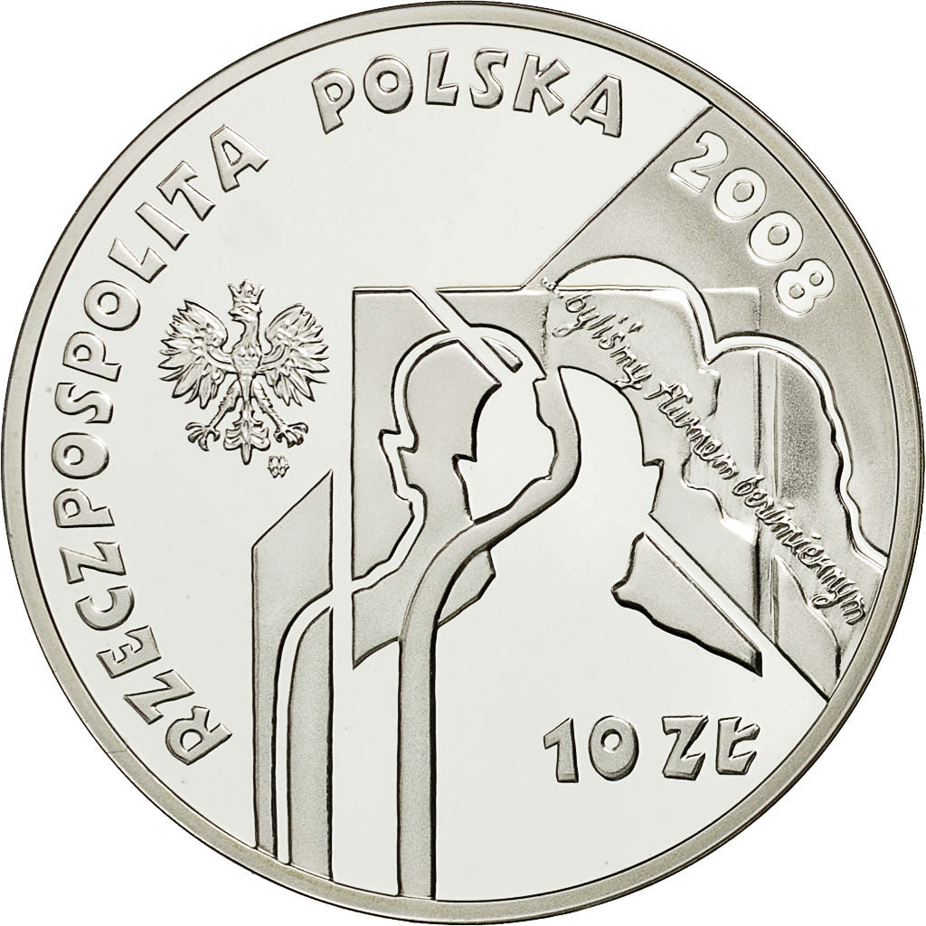 Moneda, Polonia, 10 Zlotych, 2008, Warsaw, FDC, Plata, KM:639