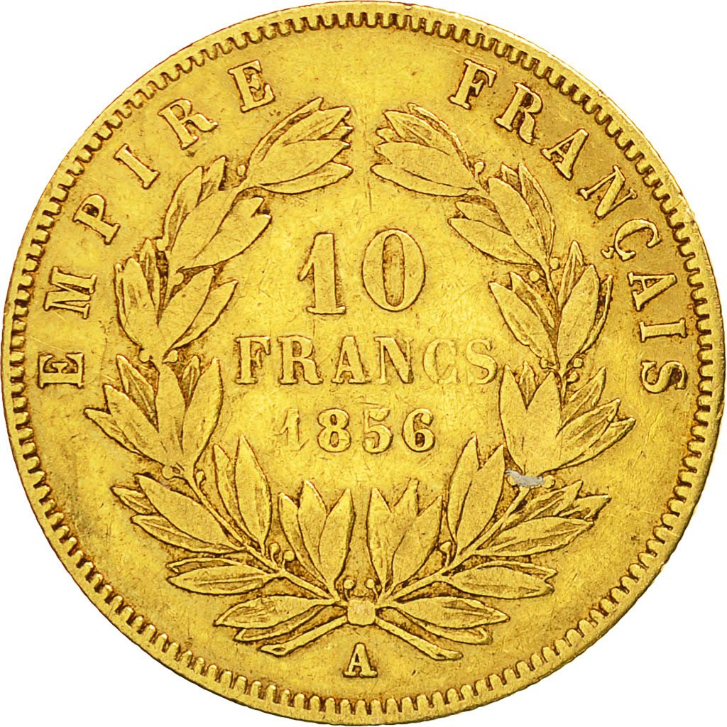 Münze, Frankreich, Napoleon III,10 Francs, 1856, Paris, S+, Gold, KM 784.3