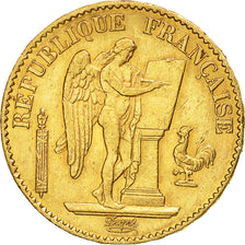Moneda, Francia, Génie, 20 Francs, 1876, Paris, MBC+, Oro, KM:825, Gadoury:1063