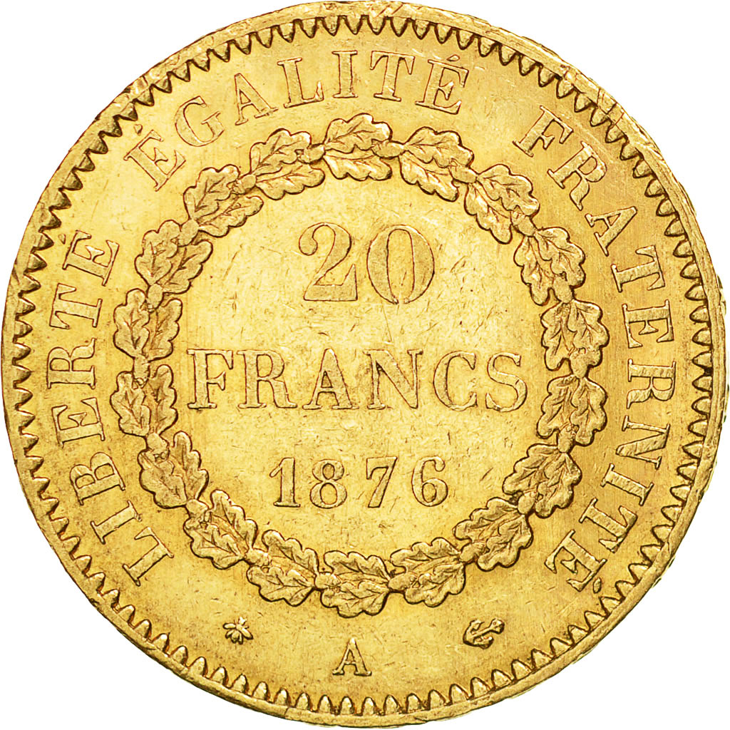 Coin, France, Génie, 20 Francs, 1876, Paris, AU(50-53), Gold, KM:825