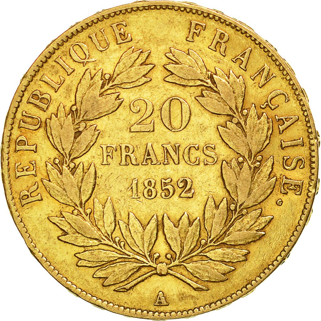 Coin, France, Napoleon III, Napoléon III, 20 Francs, 1852, Paris, AU(50-53)