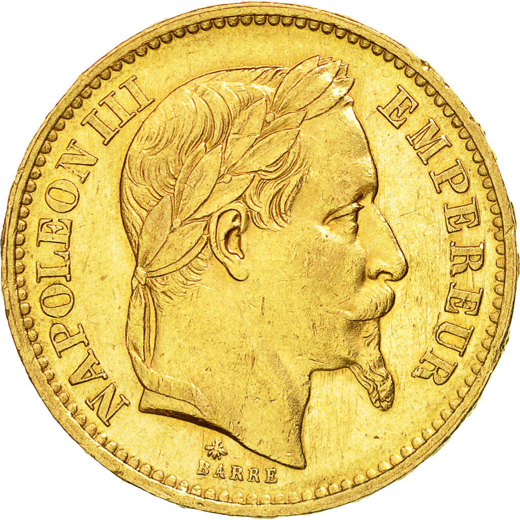 Moneta, Francia, Napoleon III,20 Francs, 1868, Paris, BB+, Oro, KM 801.1