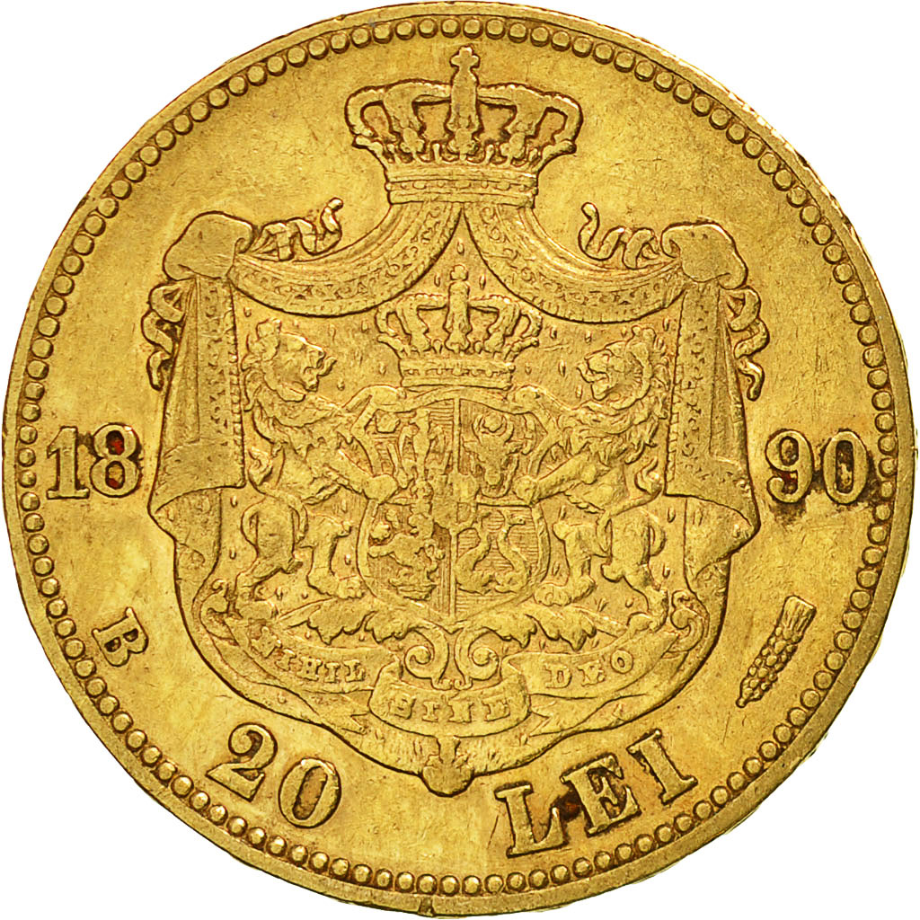 Moneta, Romania, Carol I, 20 Lei, 1890, BB, Oro, KM:20