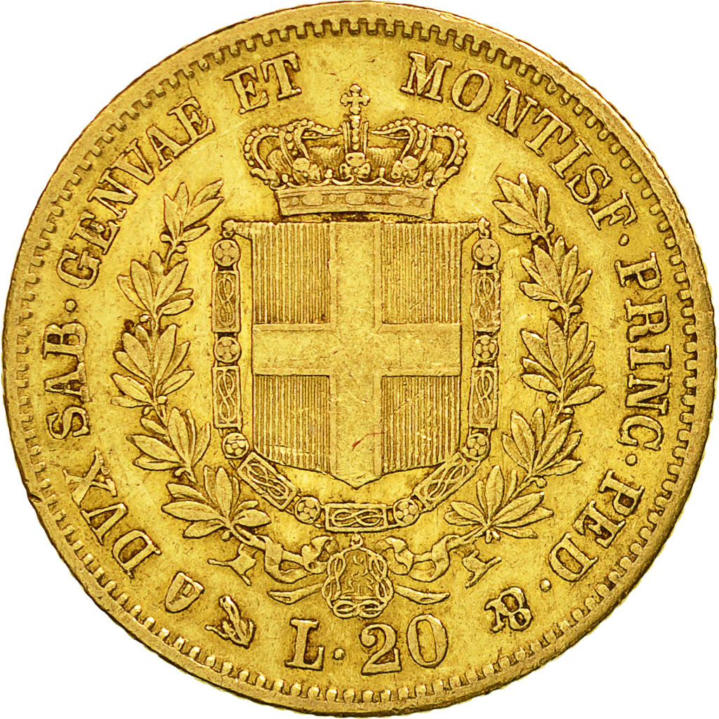 Coin, ITALIAN STATES, SARDINIA, Vittorio Emanuele II, 20 Lire, 1856, Genoa