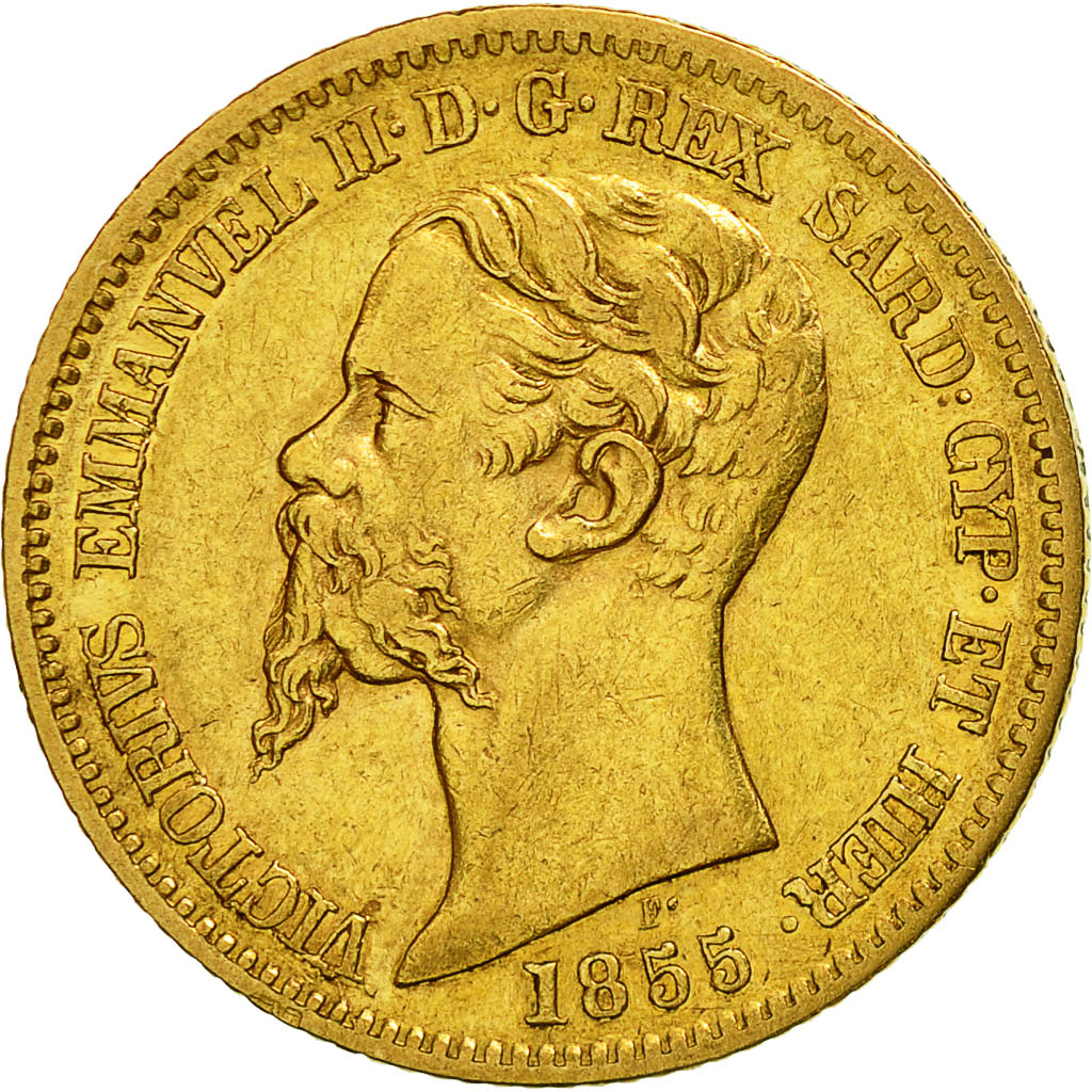 Coin, ITALIAN STATES, SARDINIA, Vittorio Emanuele II, 20 Lire, 1855, Genoa