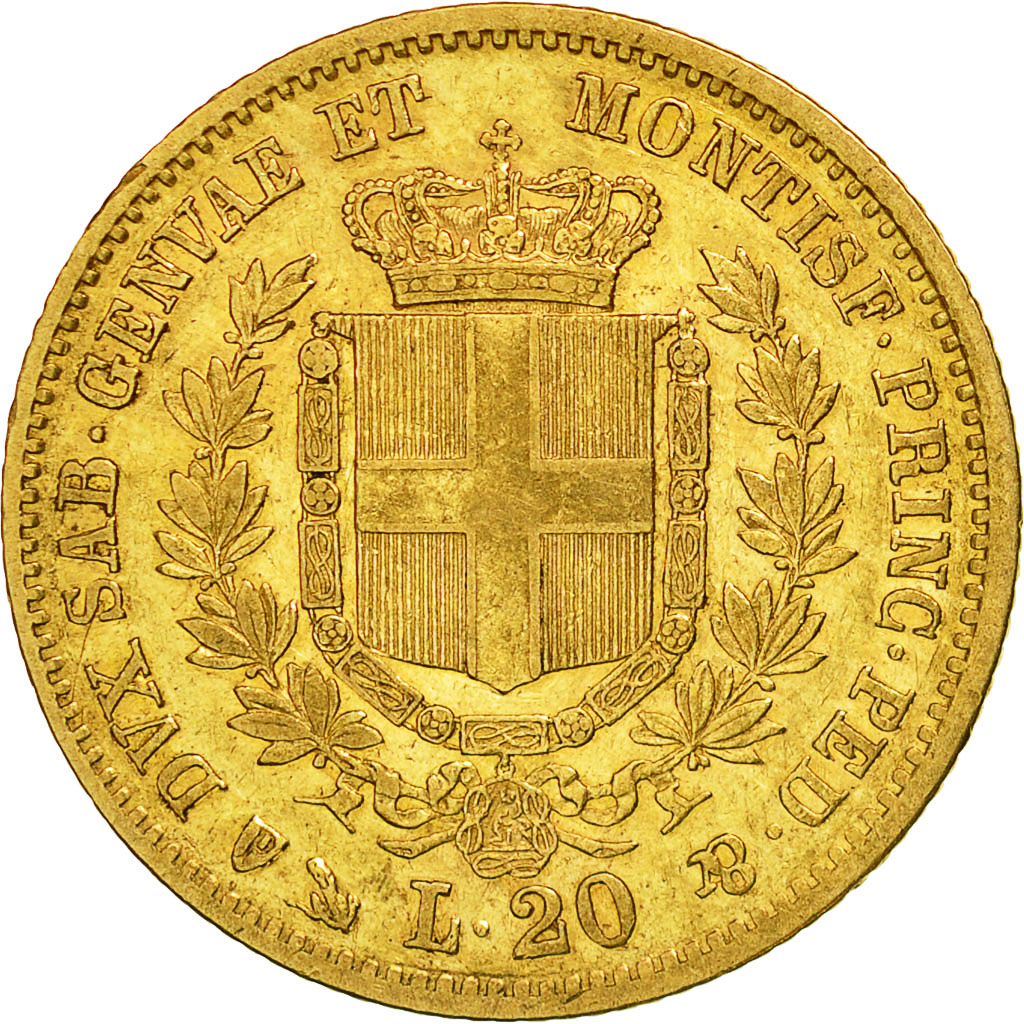 Coin, ITALIAN STATES, SARDINIA, Vittorio Emanuele II, 20 Lire, 1855, Genoa