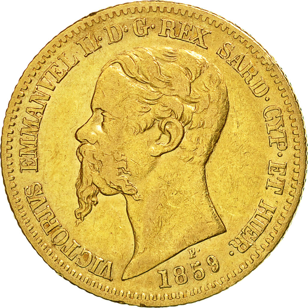 Coin, ITALIAN STATES, SARDINIA, Vittorio Emanuele II, 20 Lire, 1859, Genoa