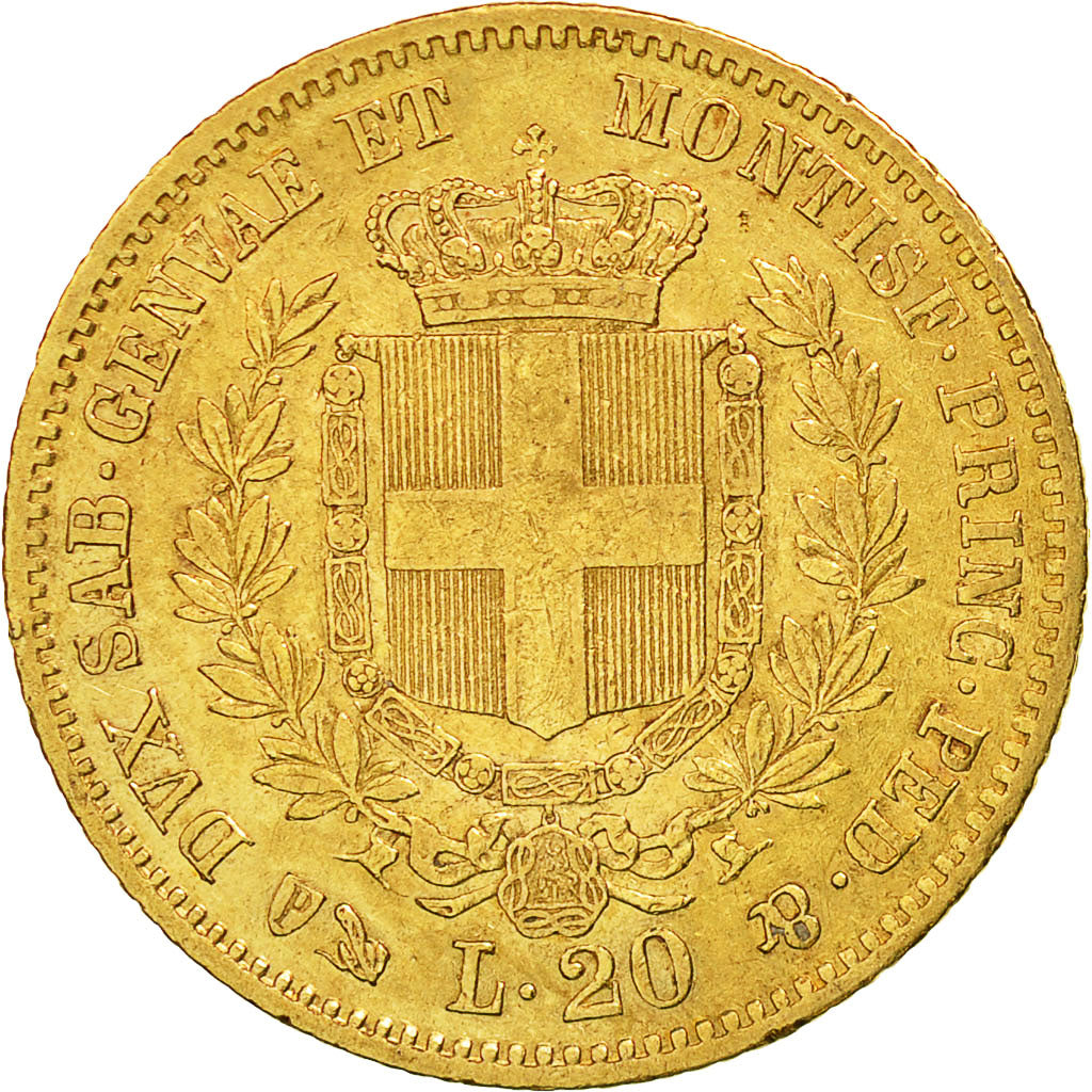 Coin, ITALIAN STATES, SARDINIA, Vittorio Emanuele II, 20 Lire, 1859, Genoa