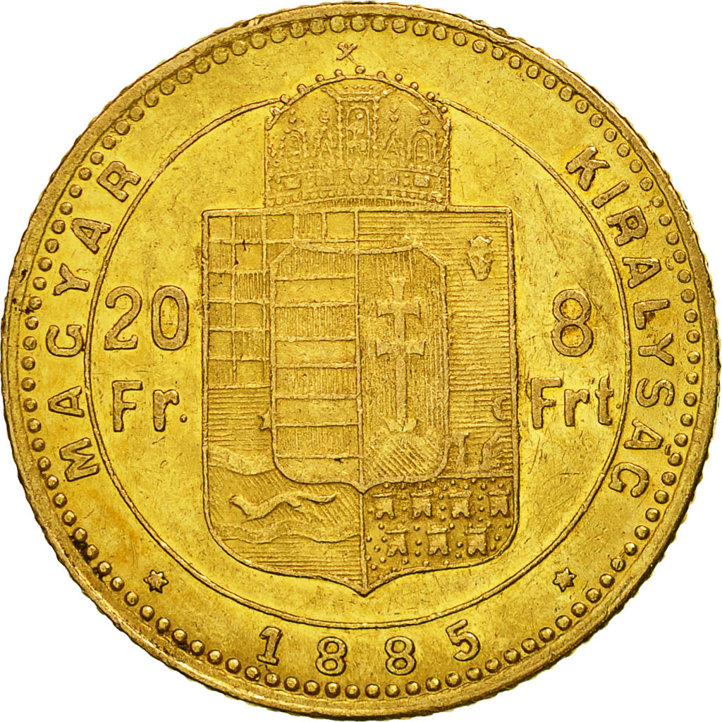 Monnaie, Hongrie, Franz Joseph I, 8 Forint 20 Francs, 1885, Kormoczbanya, SUP