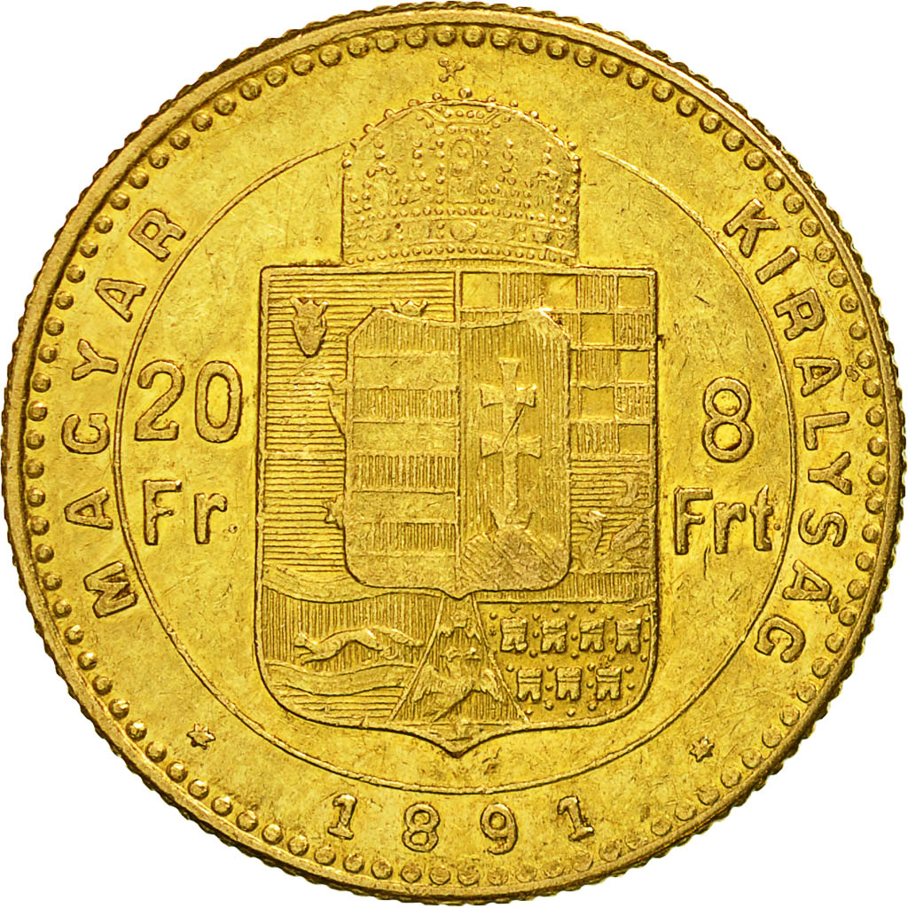 Monnaie, Hongrie, Franz Joseph I, 8 Forint 20 Francs, 1891, Kremnitz, SUP, Or